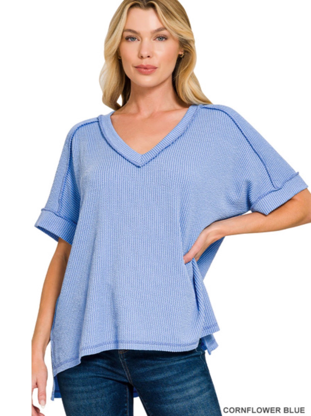 Easy Does It- Cornflower Blue Top