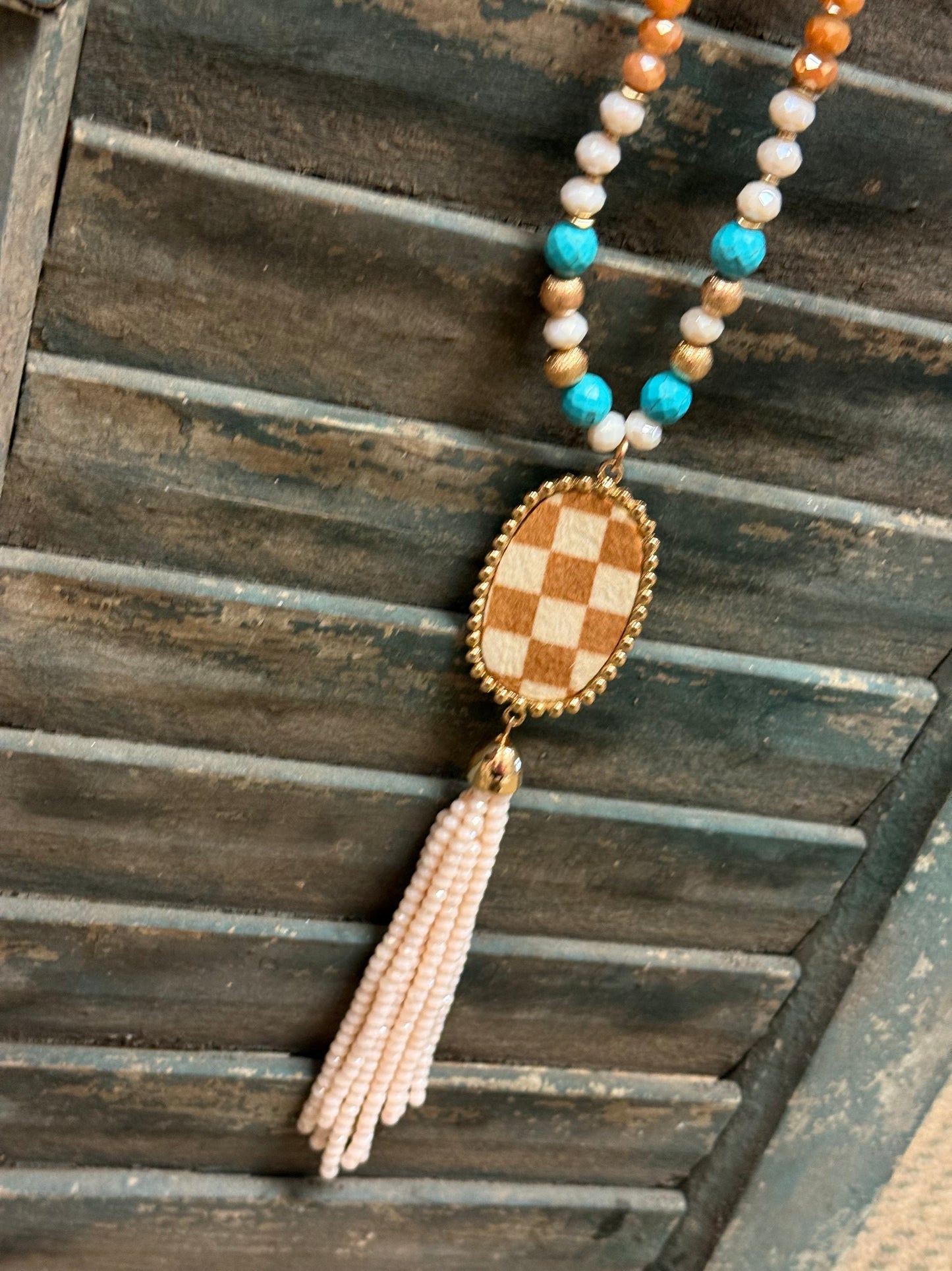 Checkered Canyon Tassel Necklace