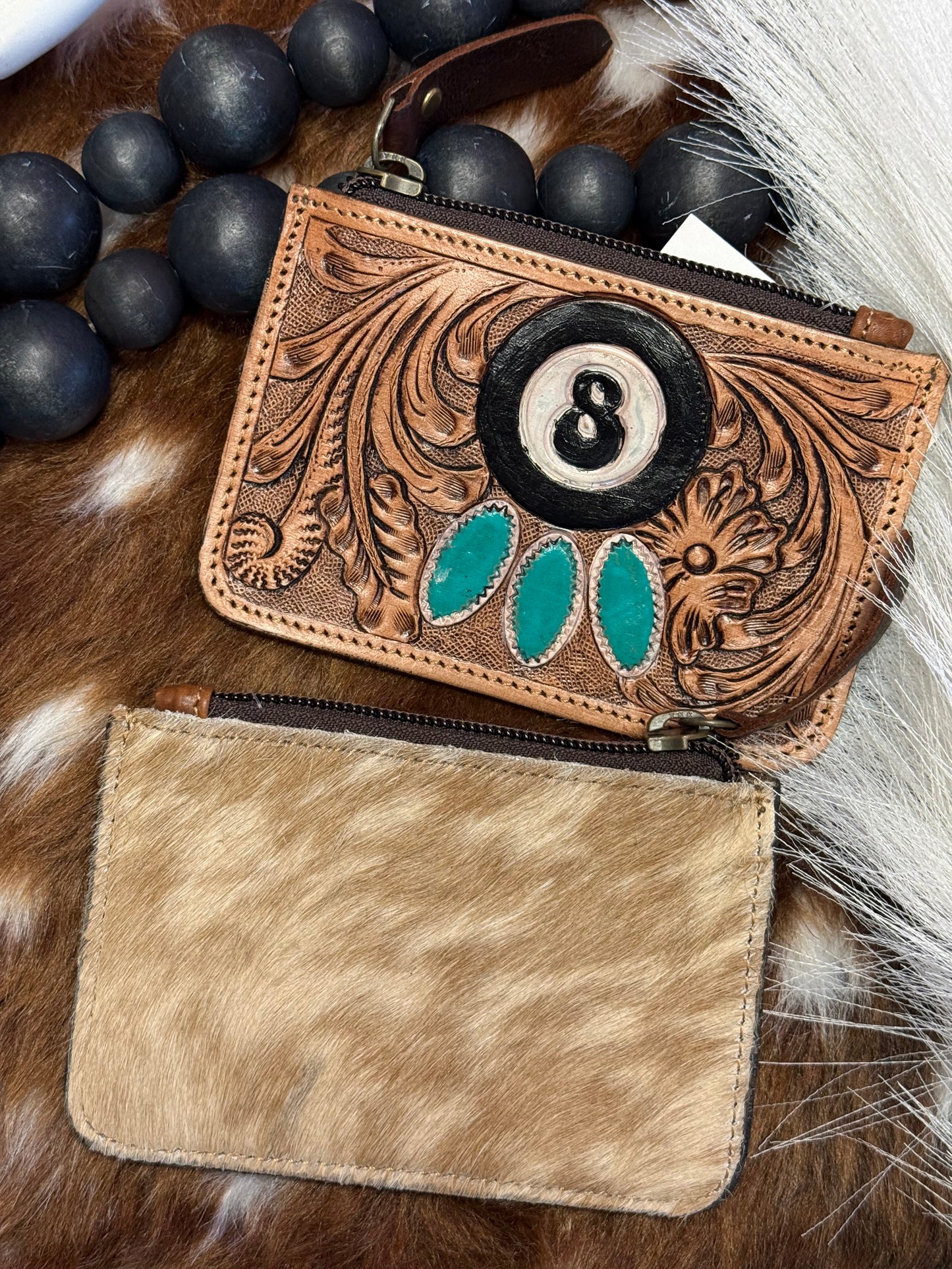 Lucky Eight Cowhide Card Pouch