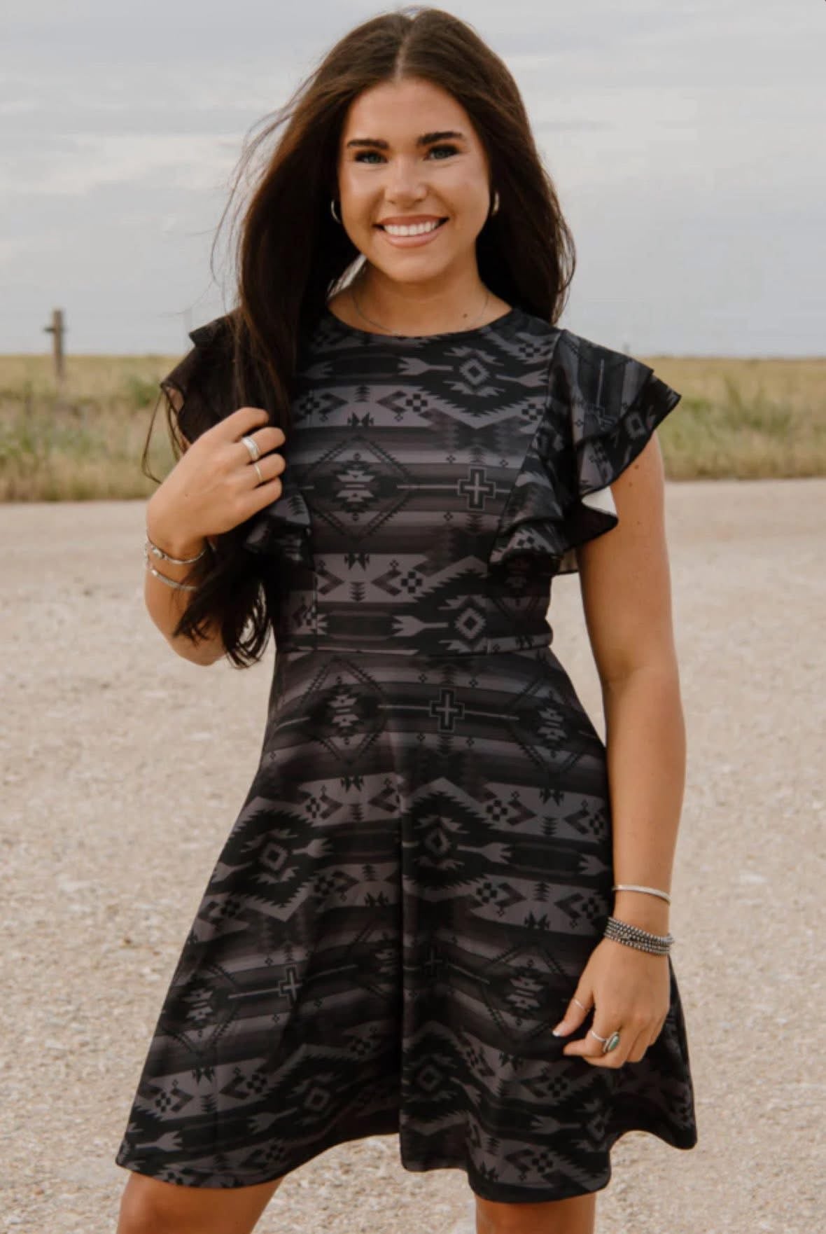 Midnight Mesa Flutter Dress