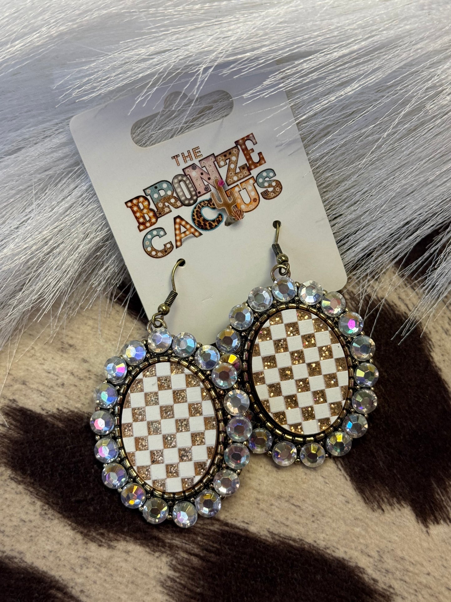 Champagne Check Earrings