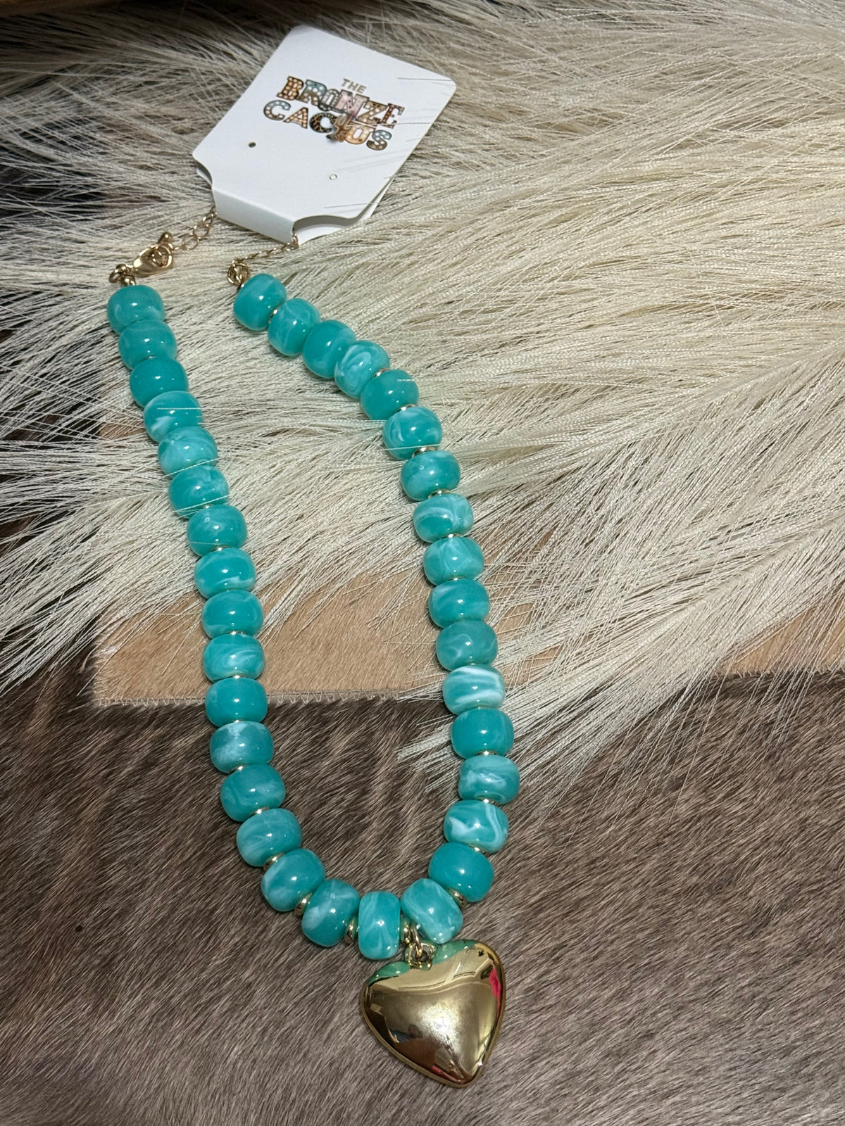Golden Heart Turquoise Necklace