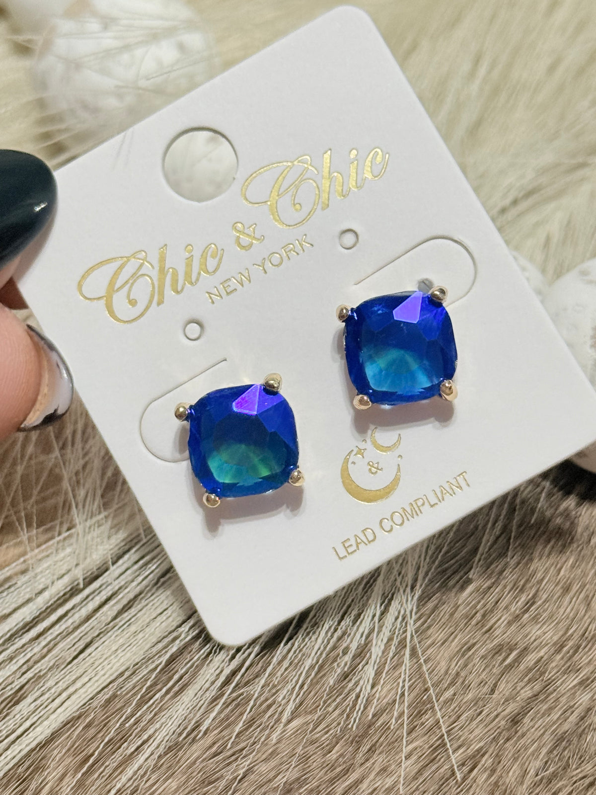 Electric Blue Stud Earrings
