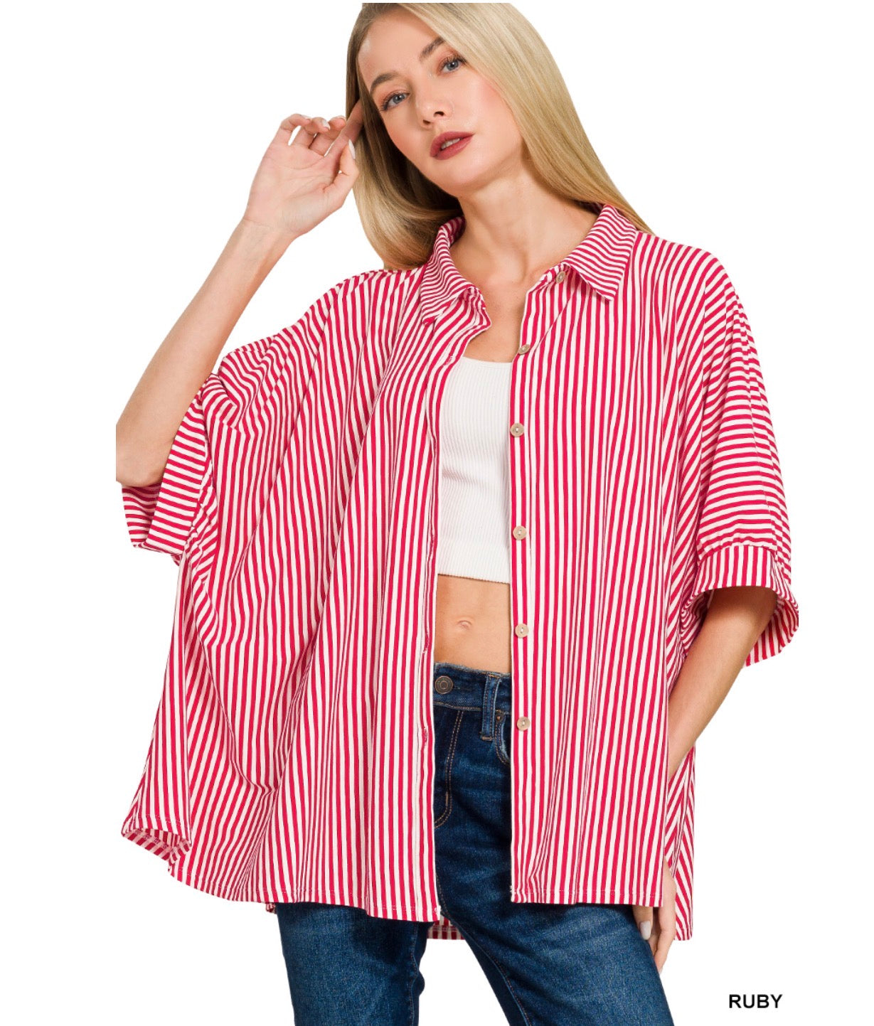 Ruby Buttoned Up Striped Top