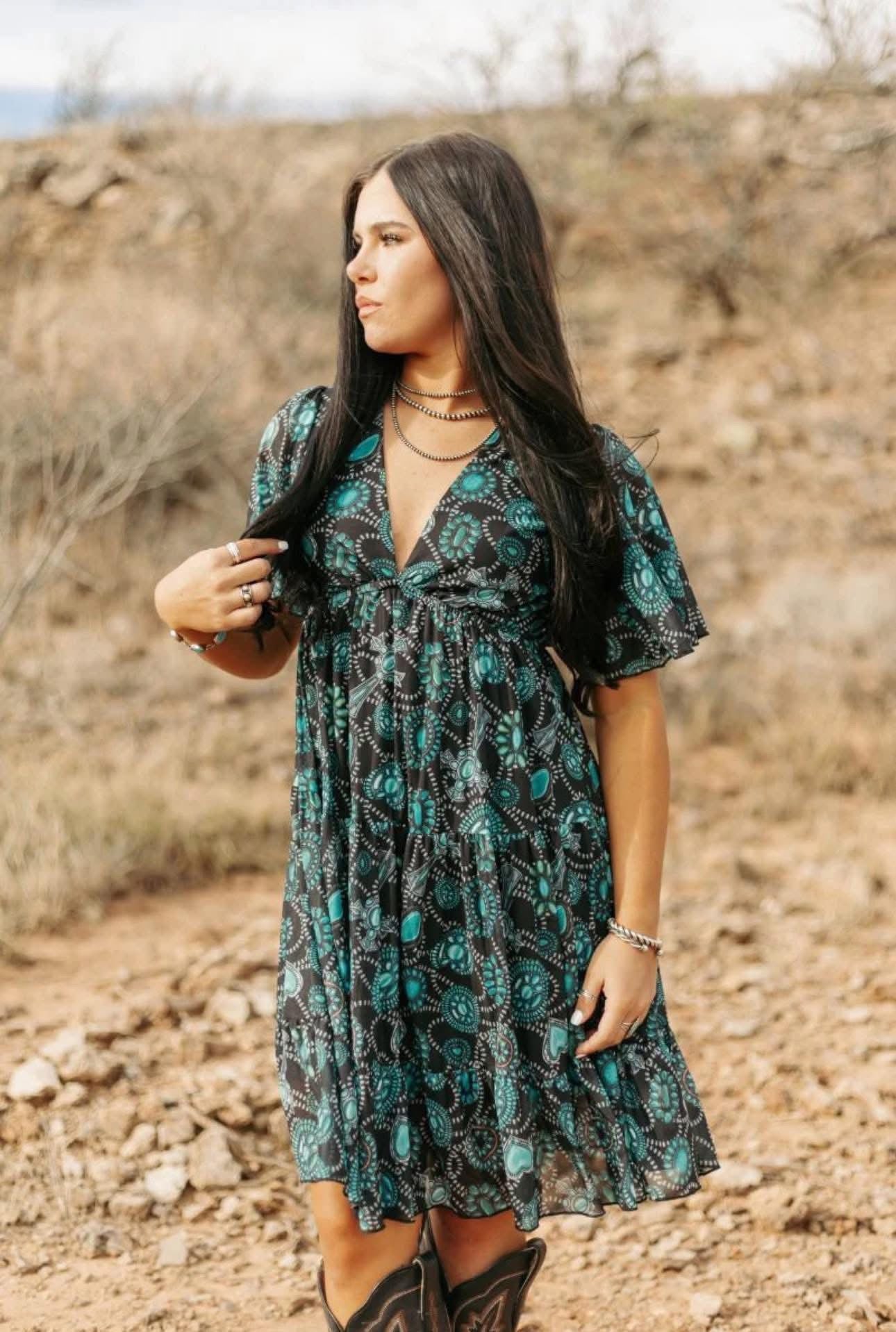 Turquoise Jewels Dress