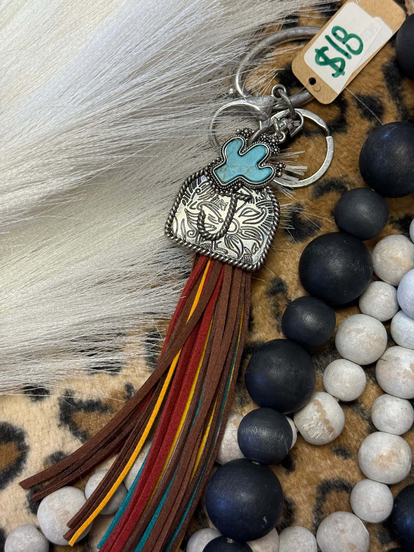 Cactus “J” Initial Keychain