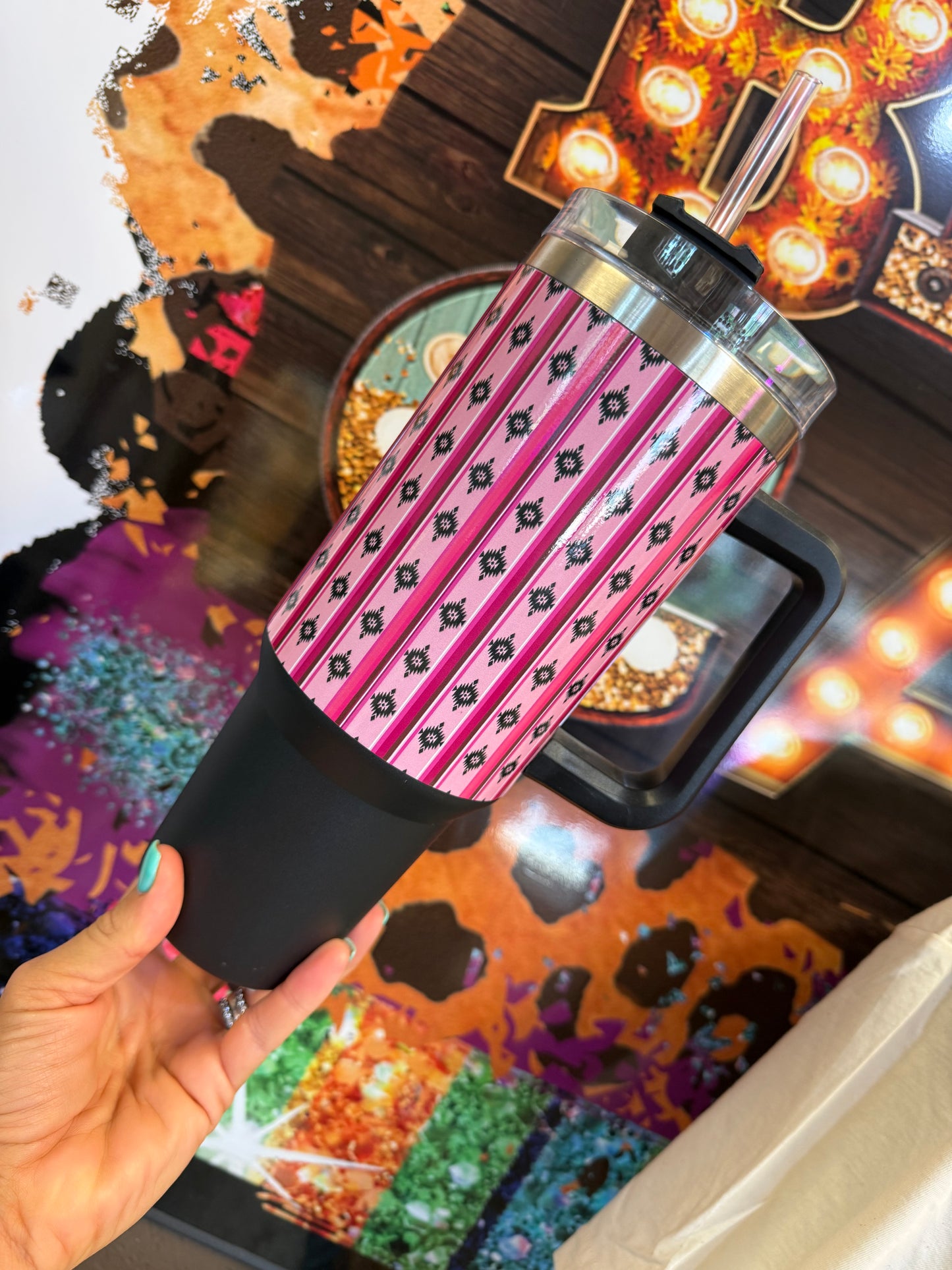 Pink Spur Stripe Tumbler