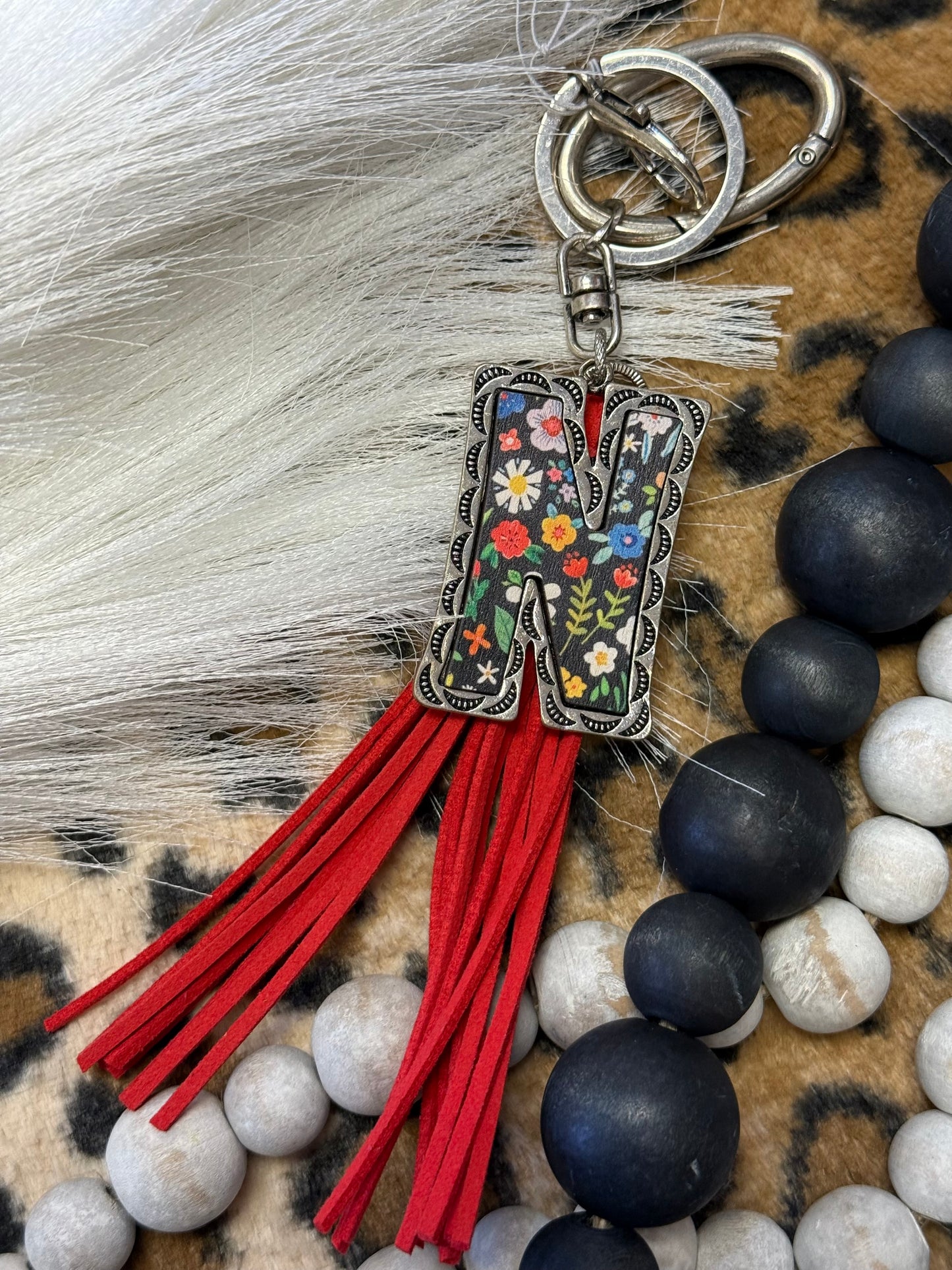 Wildflower “N” Tassel Keychain
