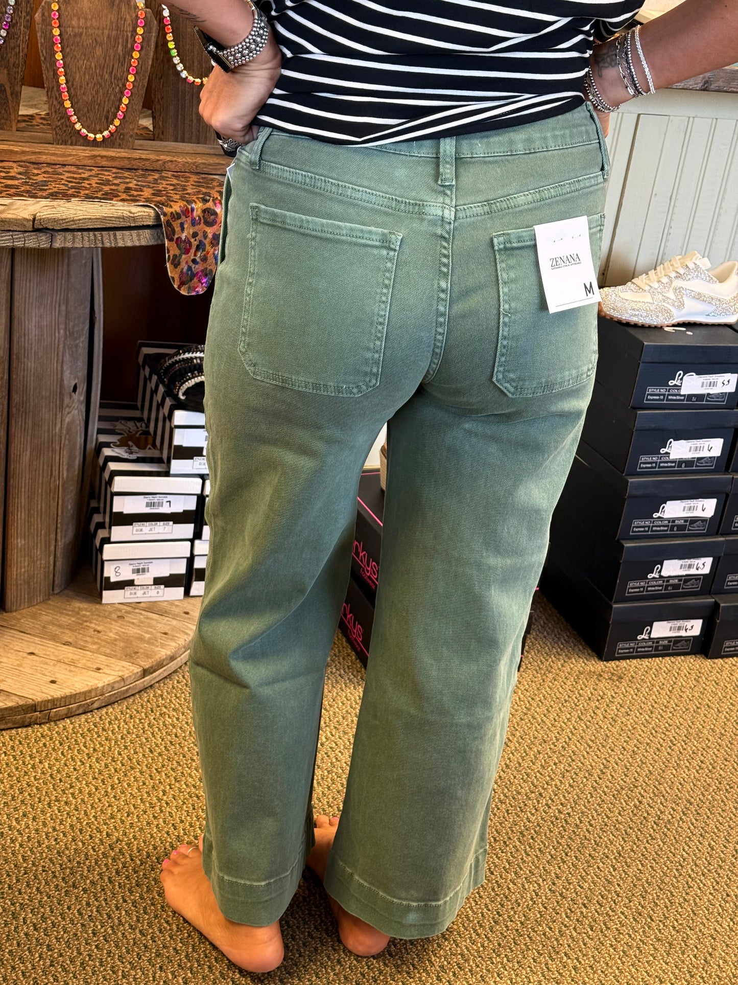 Sage Cropped Jeans