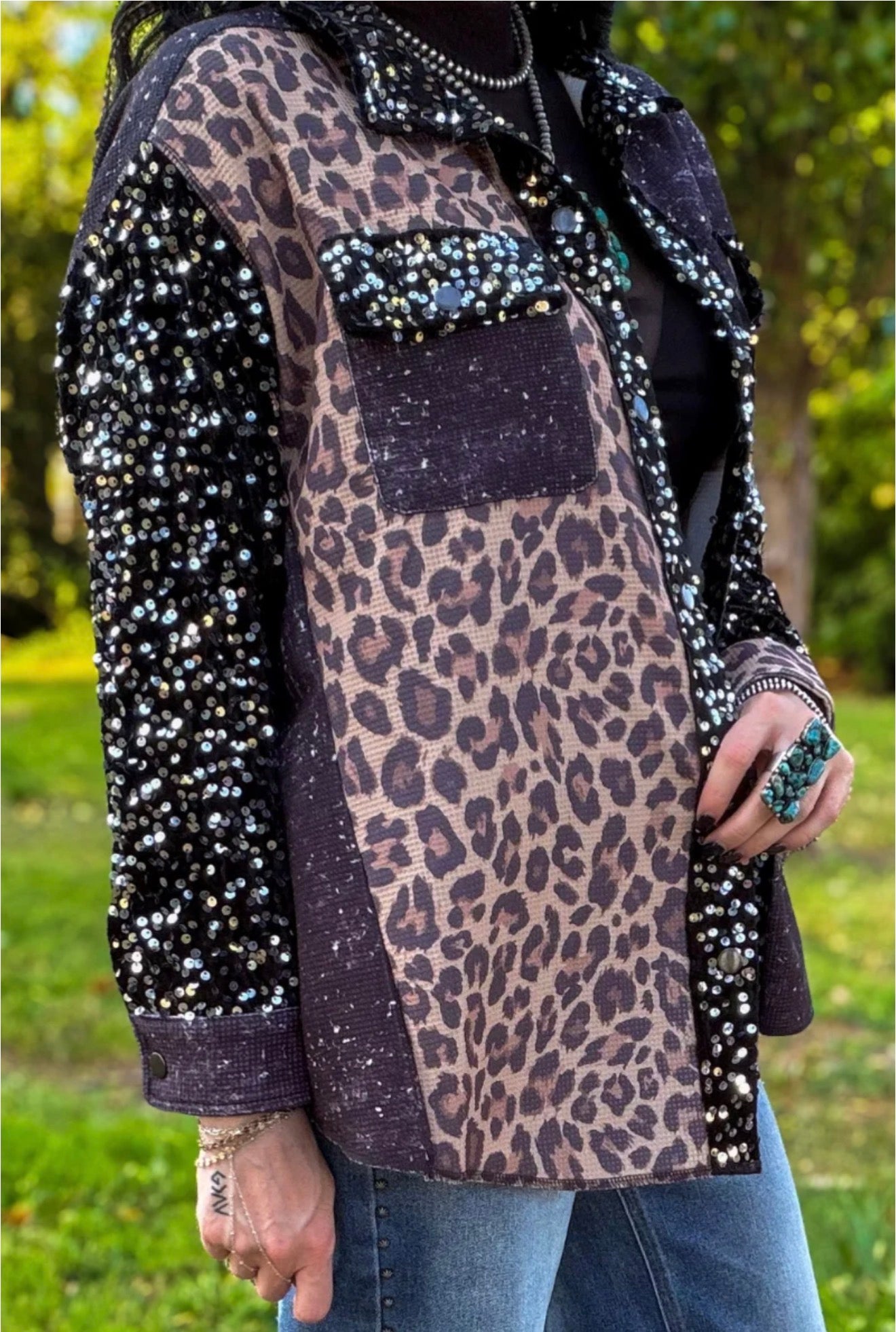 Midnight Glam Leopard Shacket