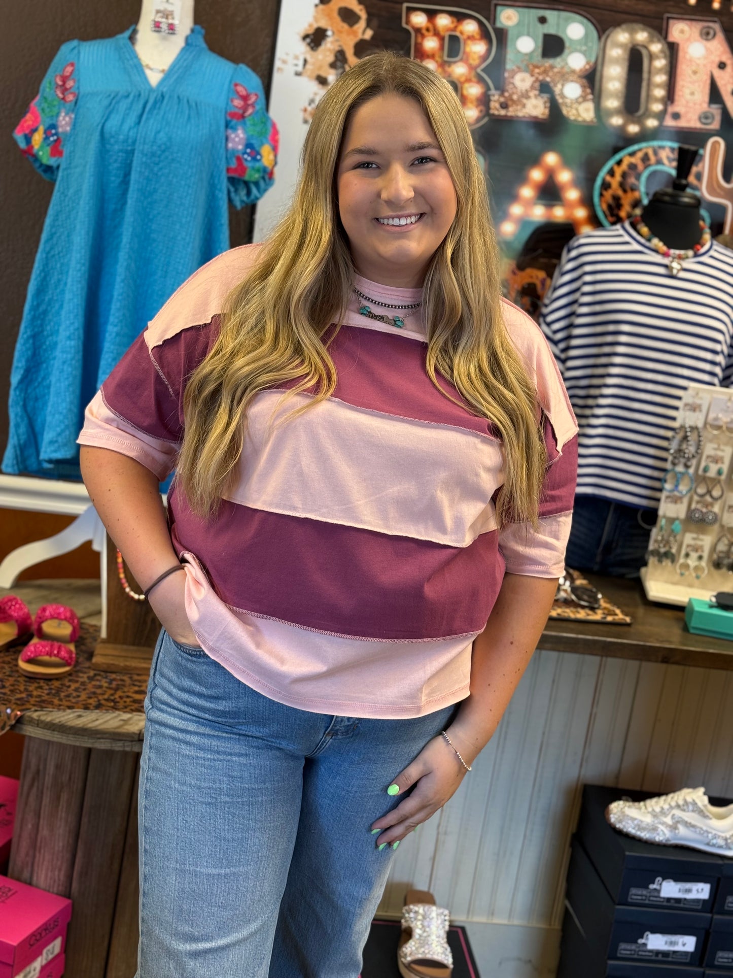 Berry Blush Stripe Top