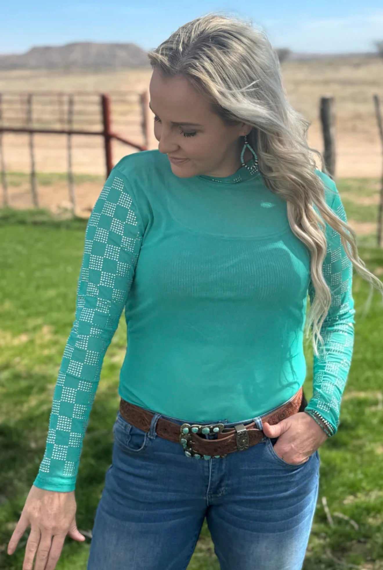 Sea Glass Sparkle Mesh Top
