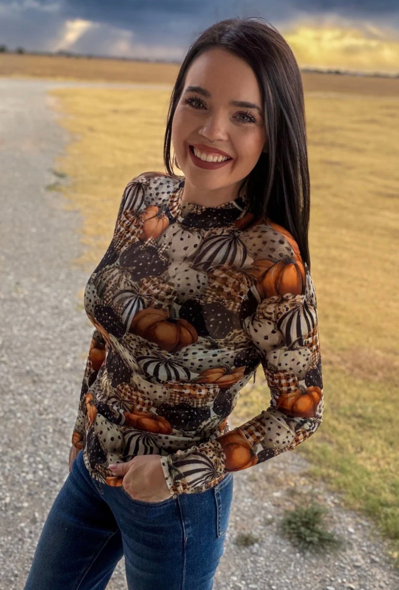 Fall Charm Mesh Top