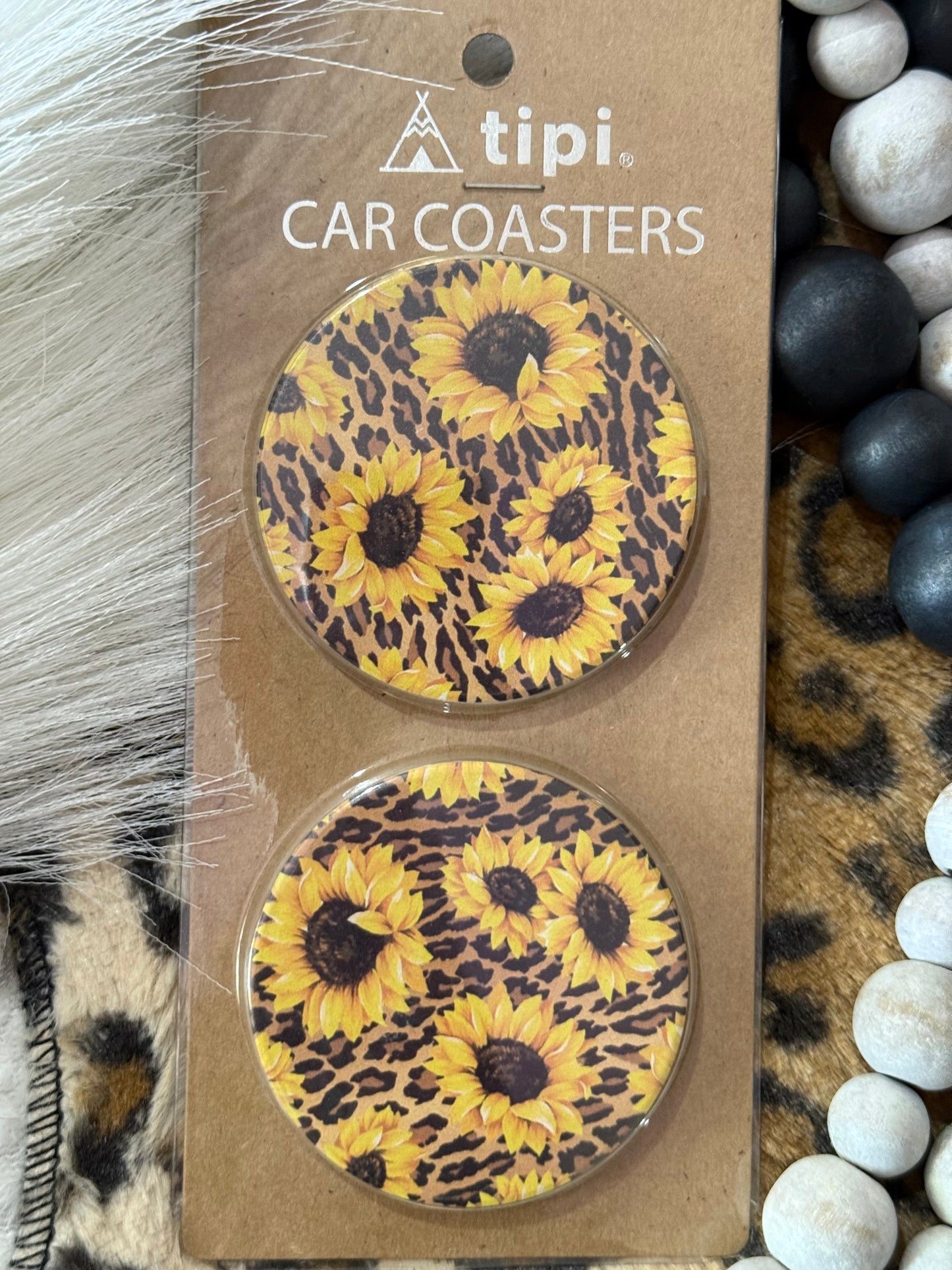 Sunflower Safari Car Coasters