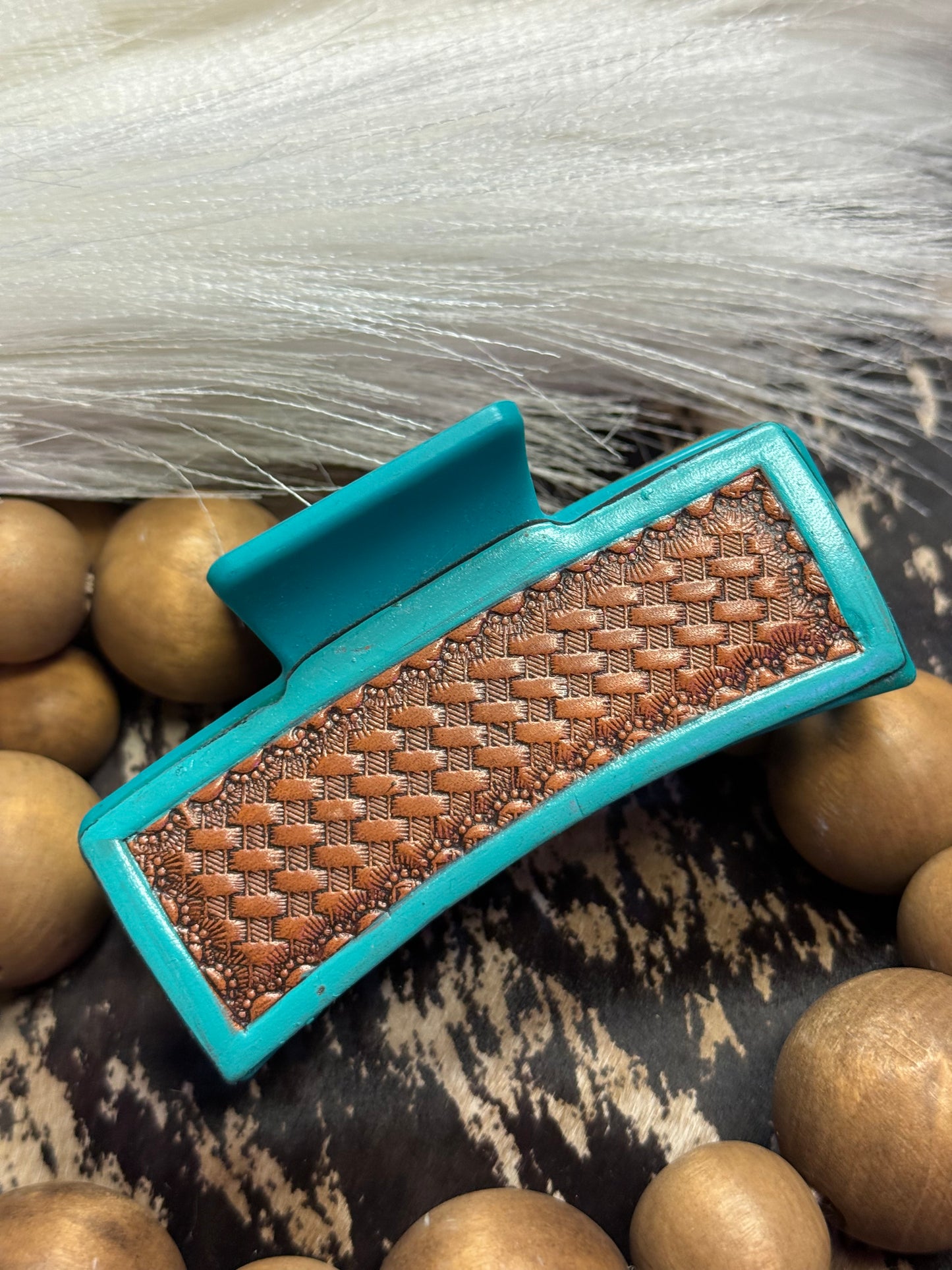Tooled Turquoise Claw Clip
