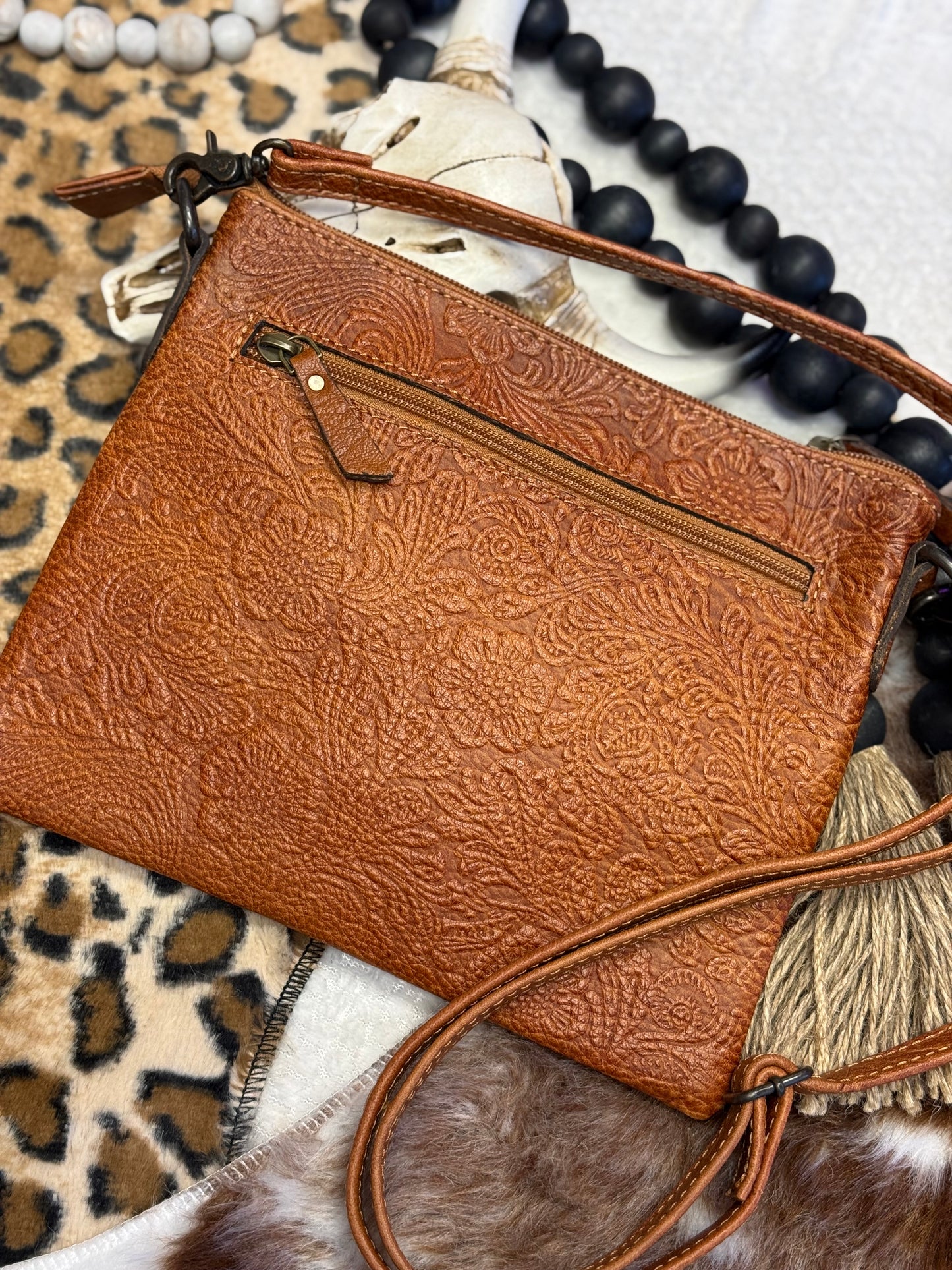 Autumn Bloom Tooled Crossbody
