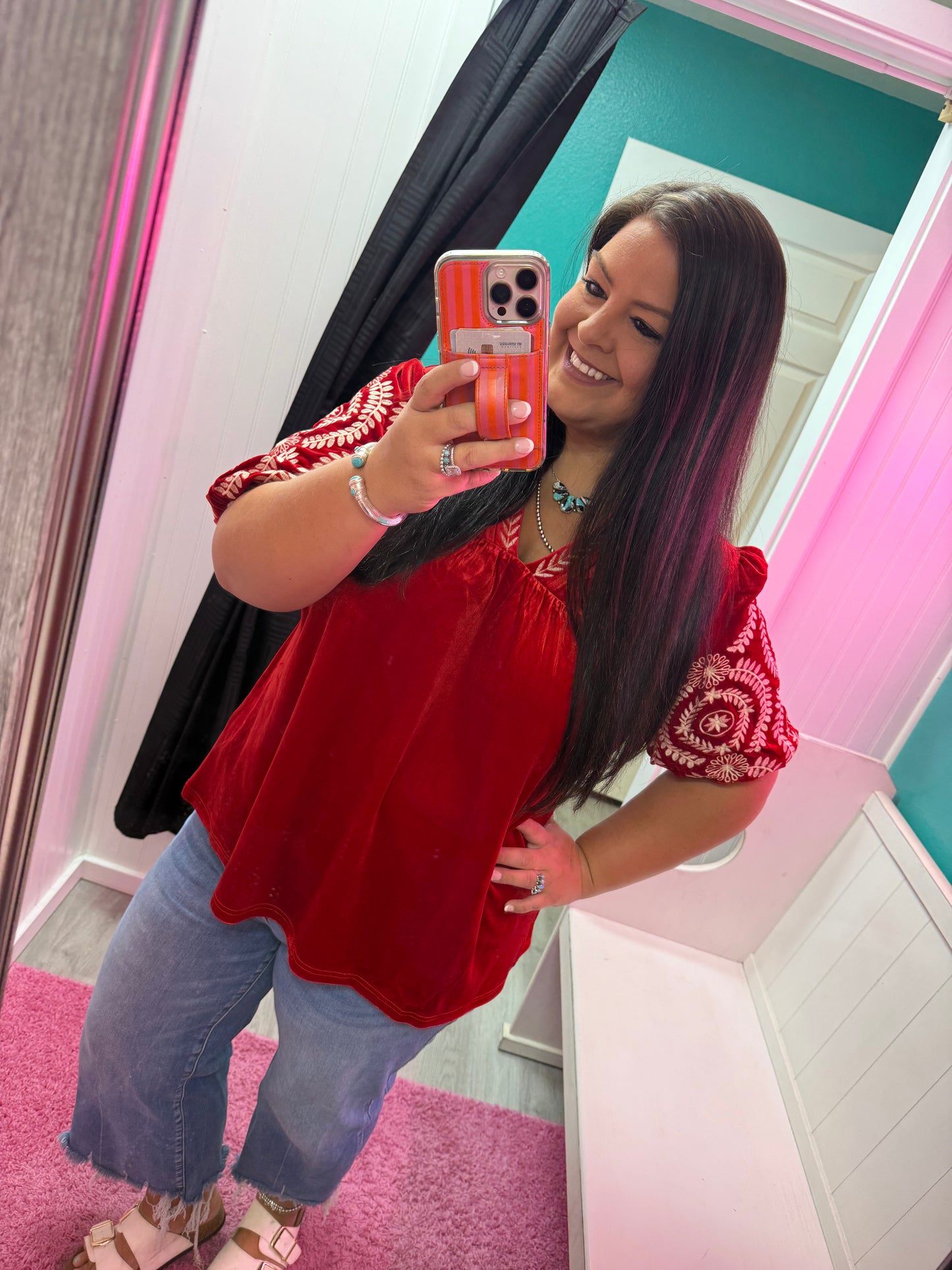 Crimson Elegance Velvet Top