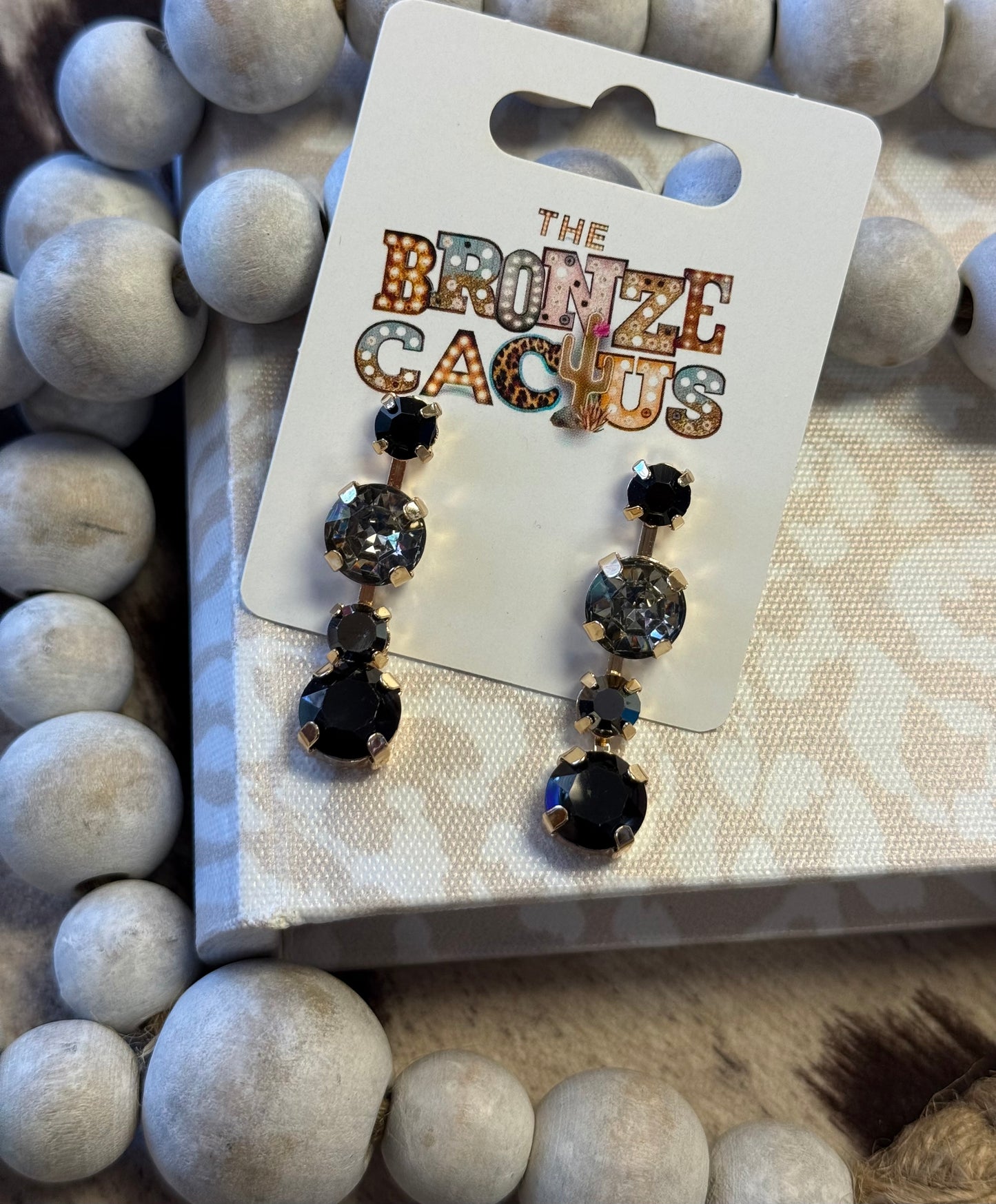 Black Diamond Crystal 1" Stud Drop Earring