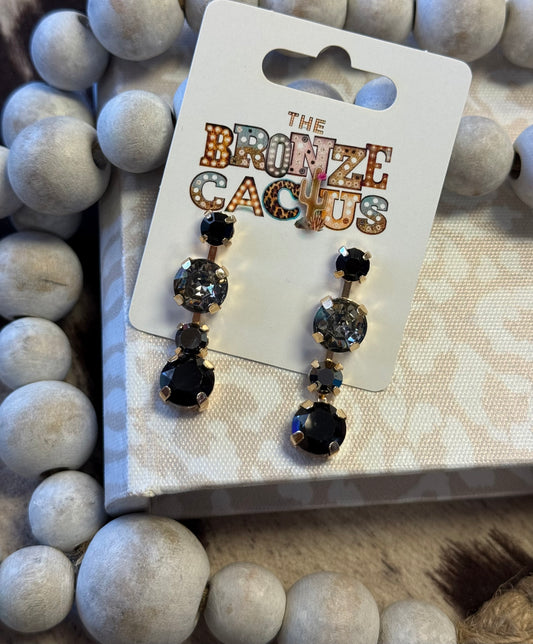 Black Diamond Crystal 1" Stud Drop Earring