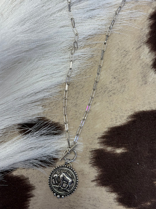 Buffalo Nickel Charm Necklace