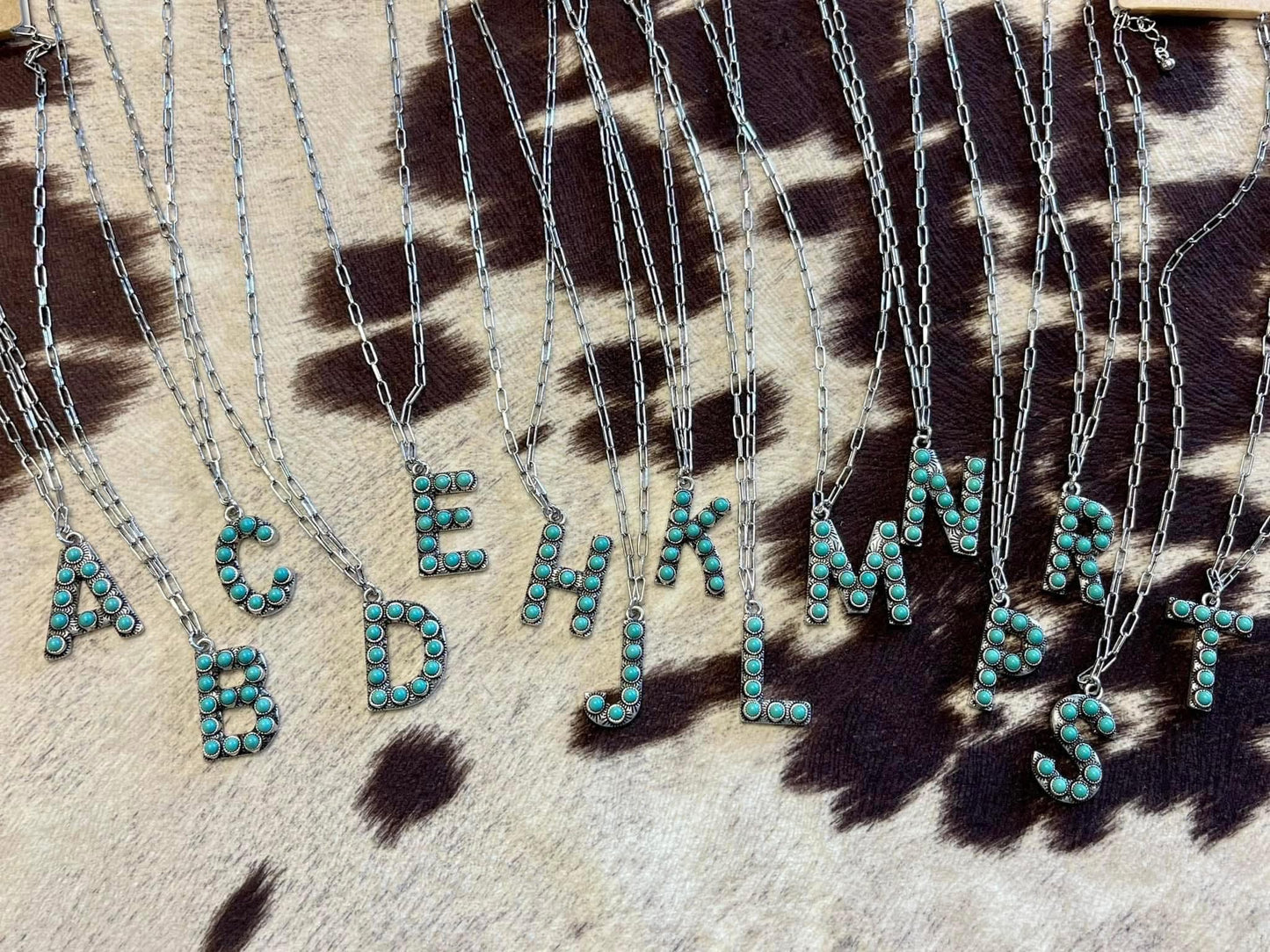 Turquoise Initial Charm Necklace