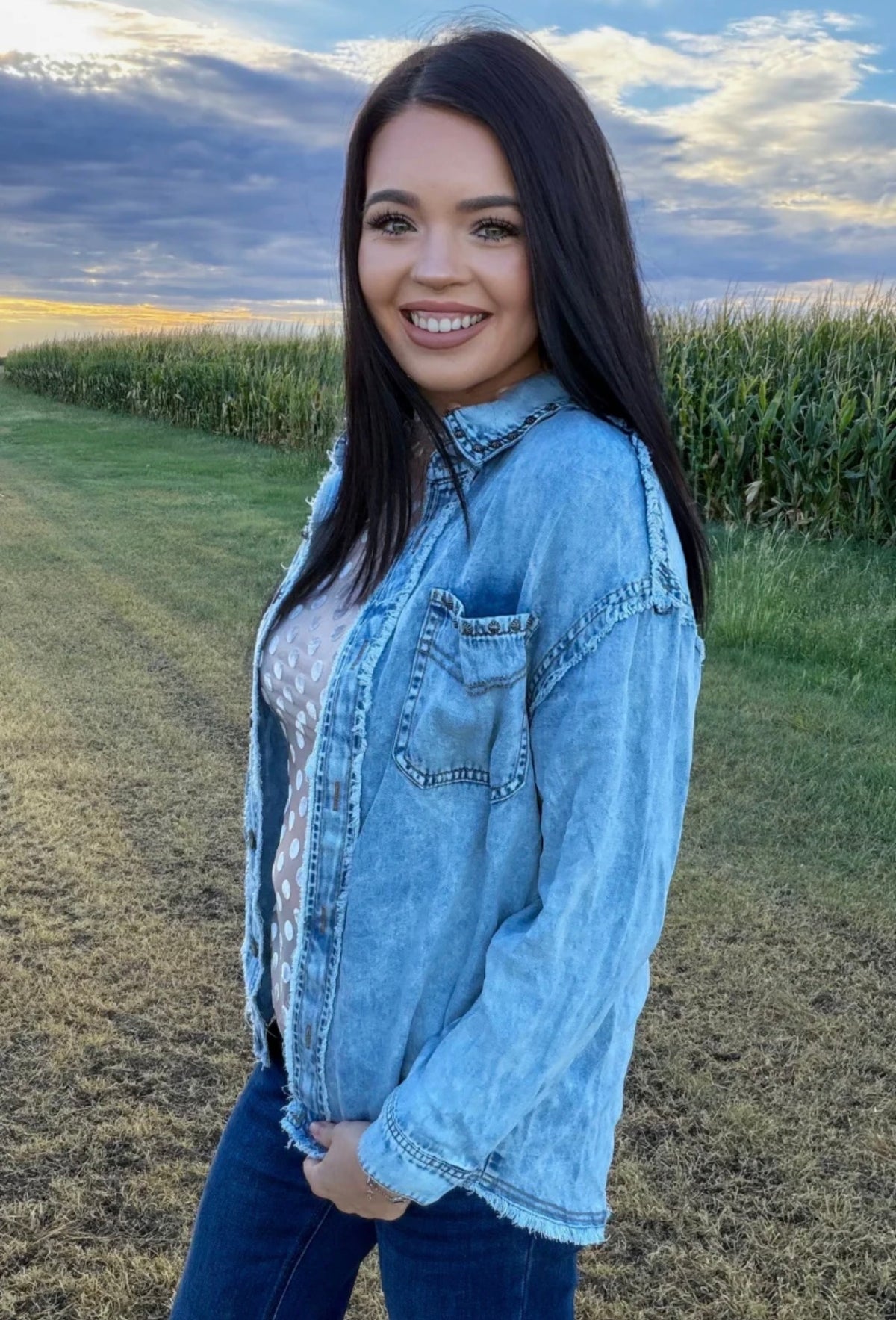 Studded Denim Shacket
