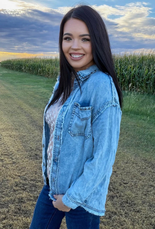 Studded Denim Shacket
