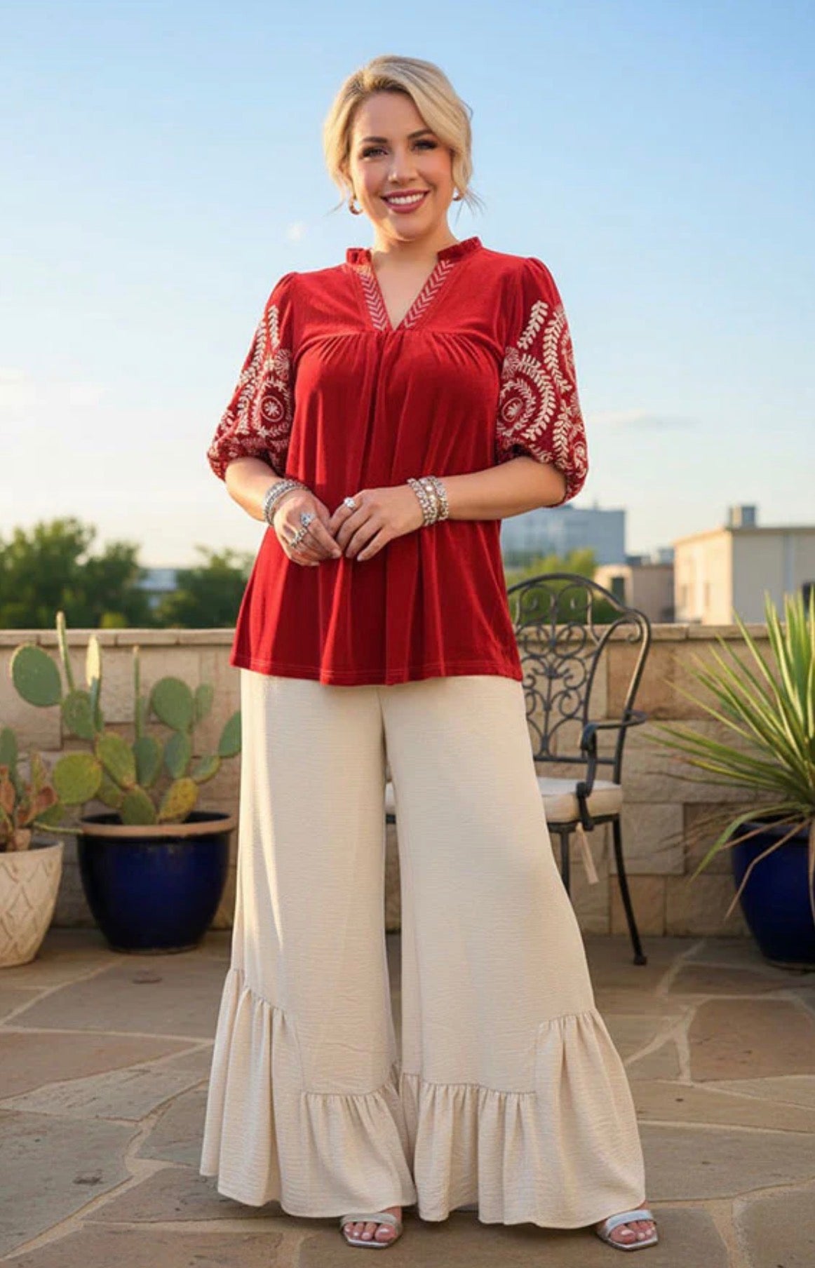 Crimson Elegance Velvet Top