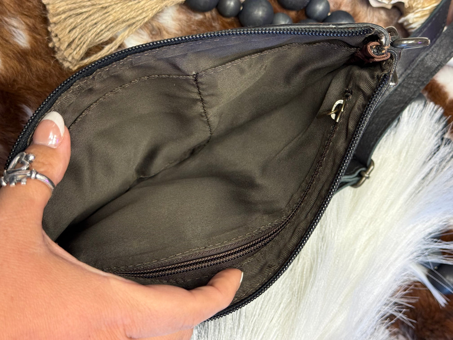 Checkered Trail Cowhide Crossbody