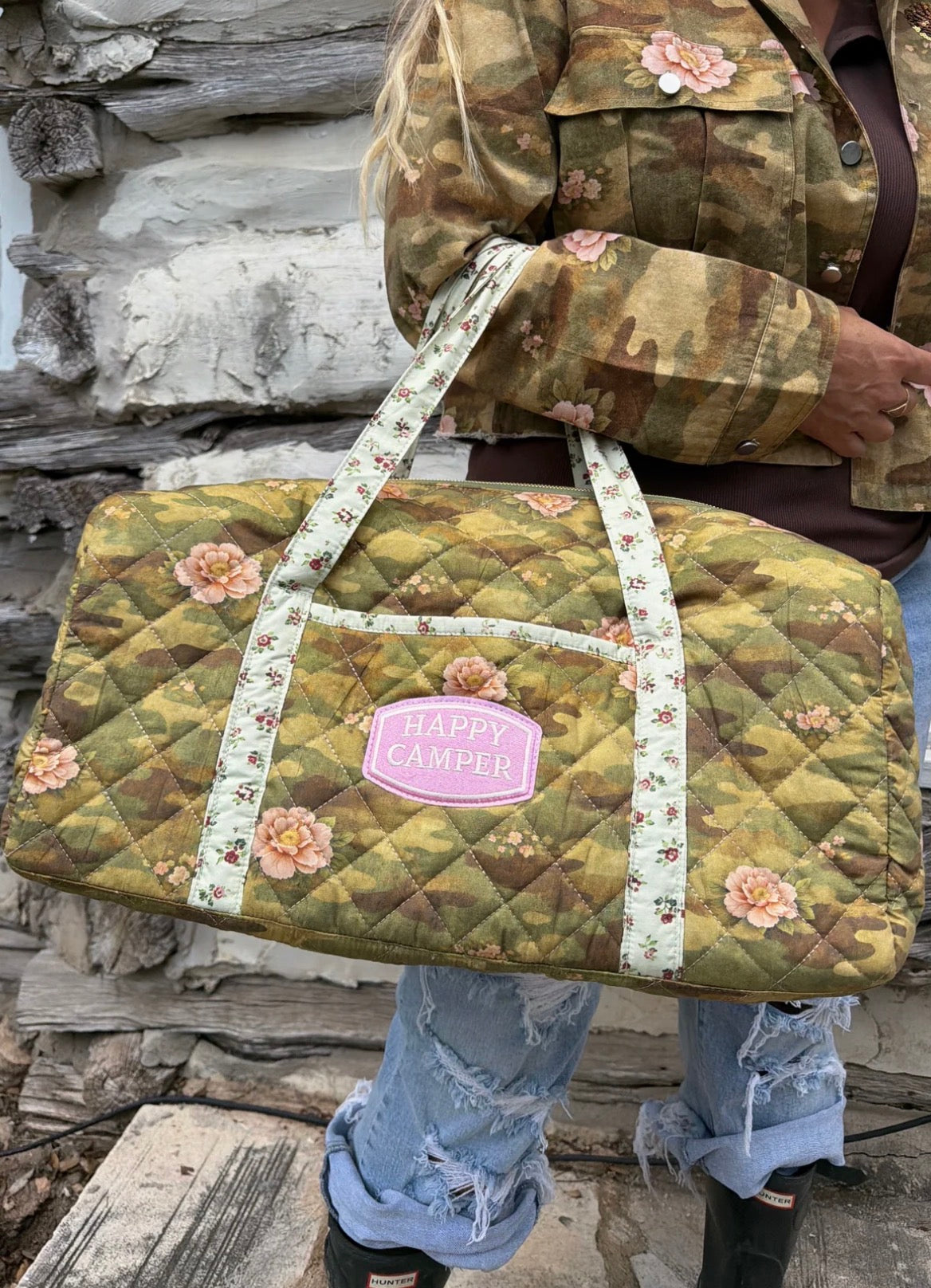 Happy Camper Floral Camo Weekender