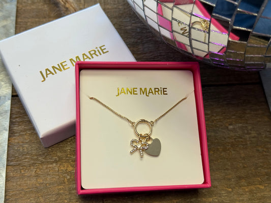 Bow & Heart Charm Necklace