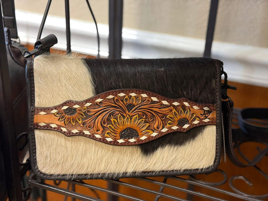 Sunflower Trail Hair-On Wallet Crossbody