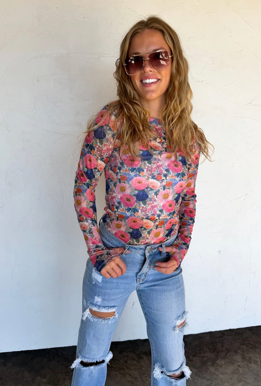 Bloom & Bliss Sheer Mesh Top