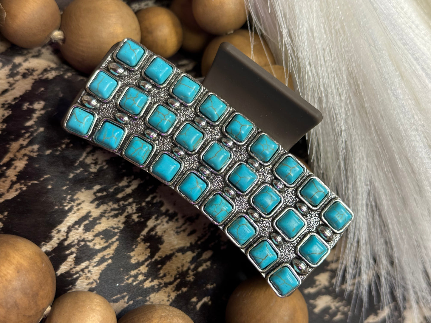 Turquoise Square Claw Clip