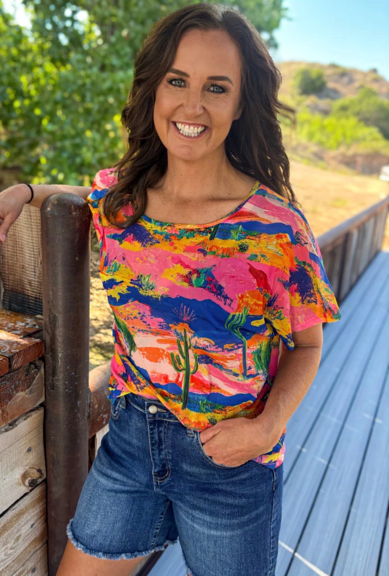 Desert Splash Mesh Top