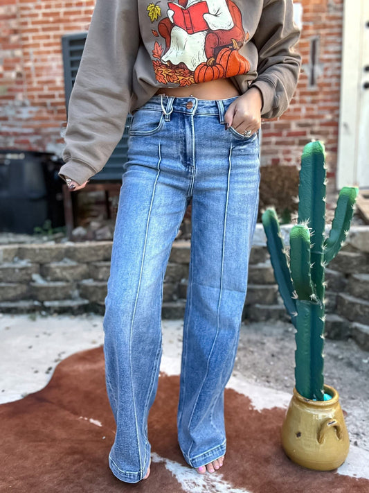 Skyline Stitch Wide Leg Jeans