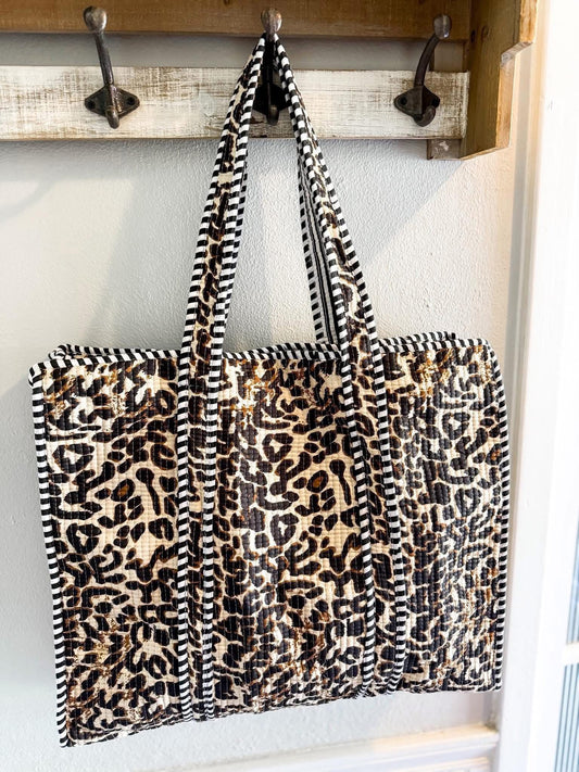 Leopard Luxe Quilted Tote