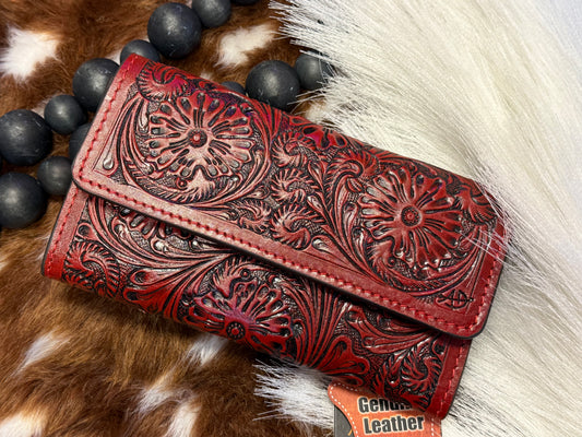 Crimson Canyon Tooled Wallet