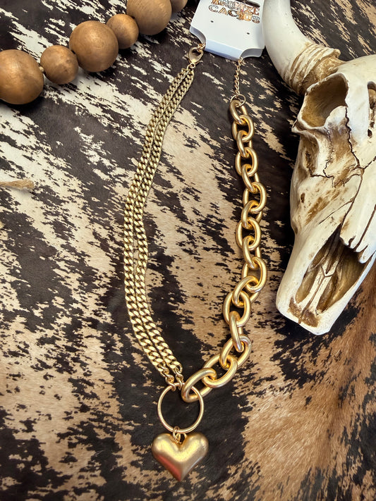 Golden Heart Junction Necklace