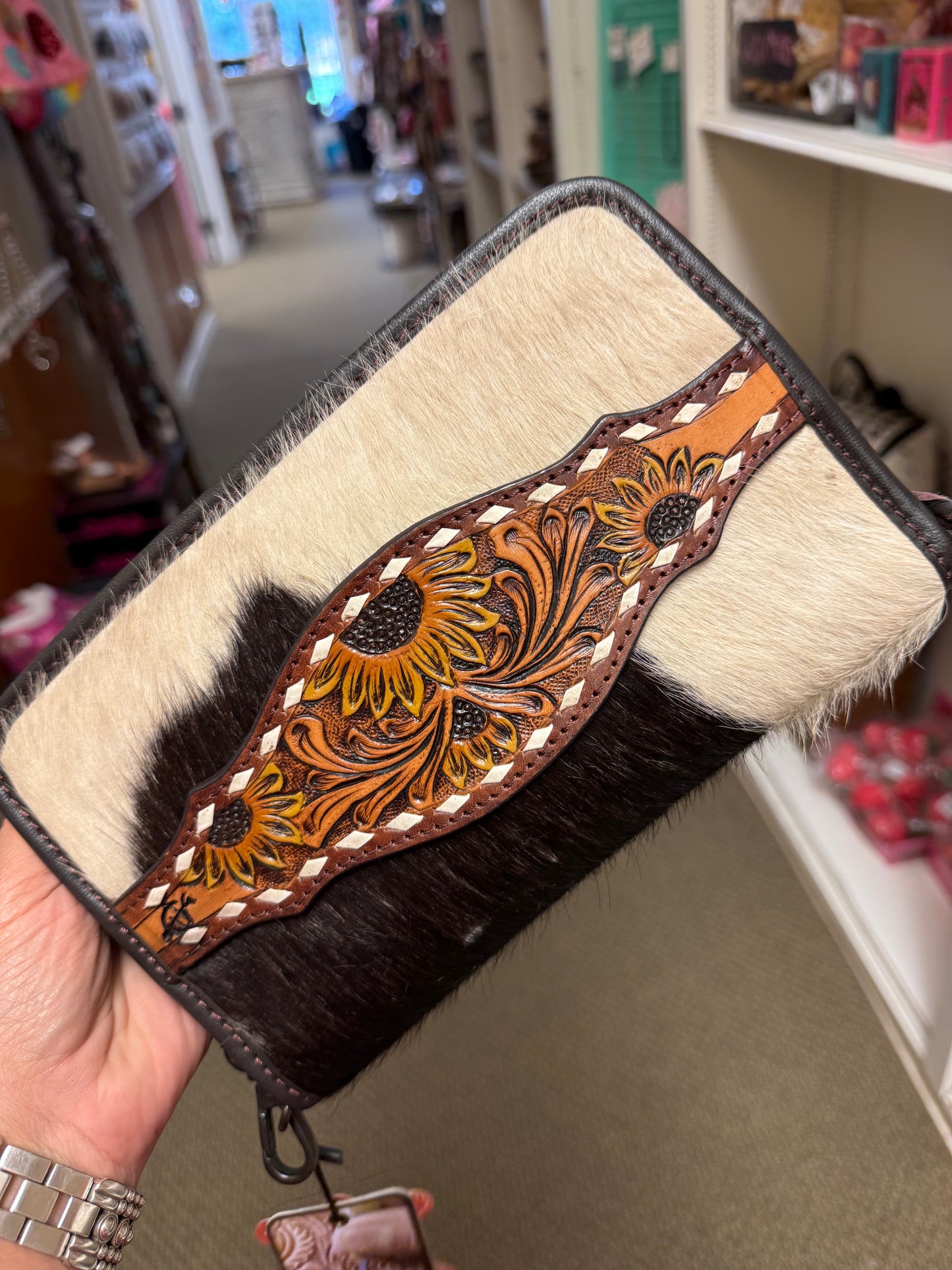 Sunflower Trail Hair-On Wallet Crossbody