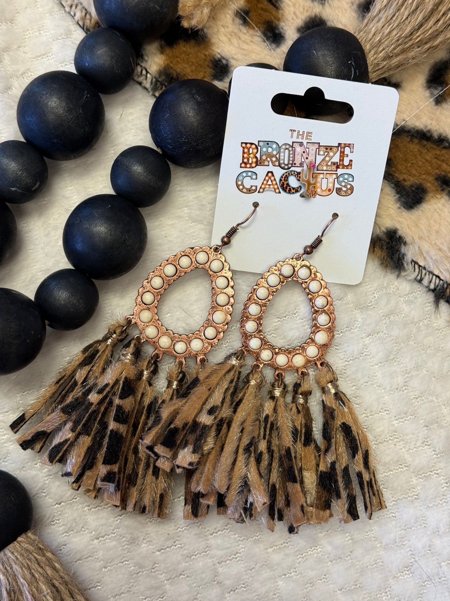 Leopard Fringe Earrings