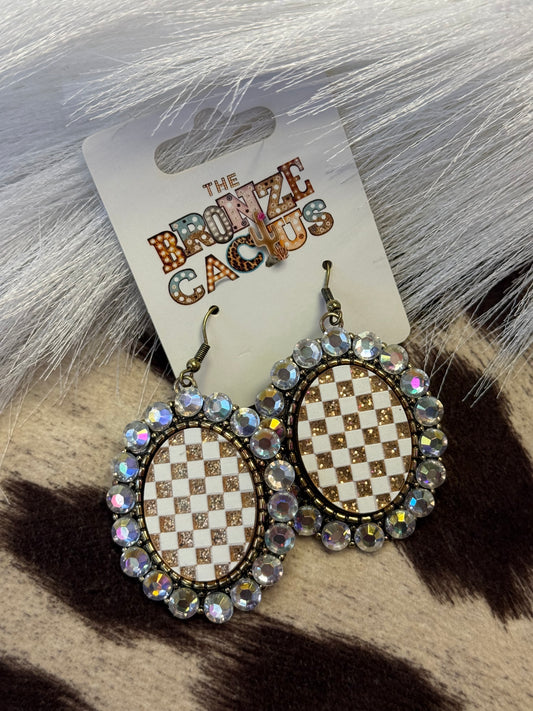 Champagne Check Earrings