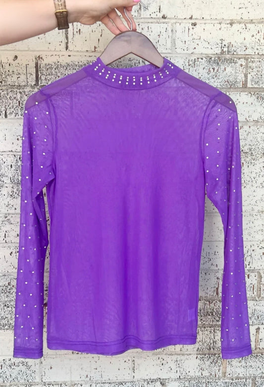 Electric Violet Sparkle Mesh Top