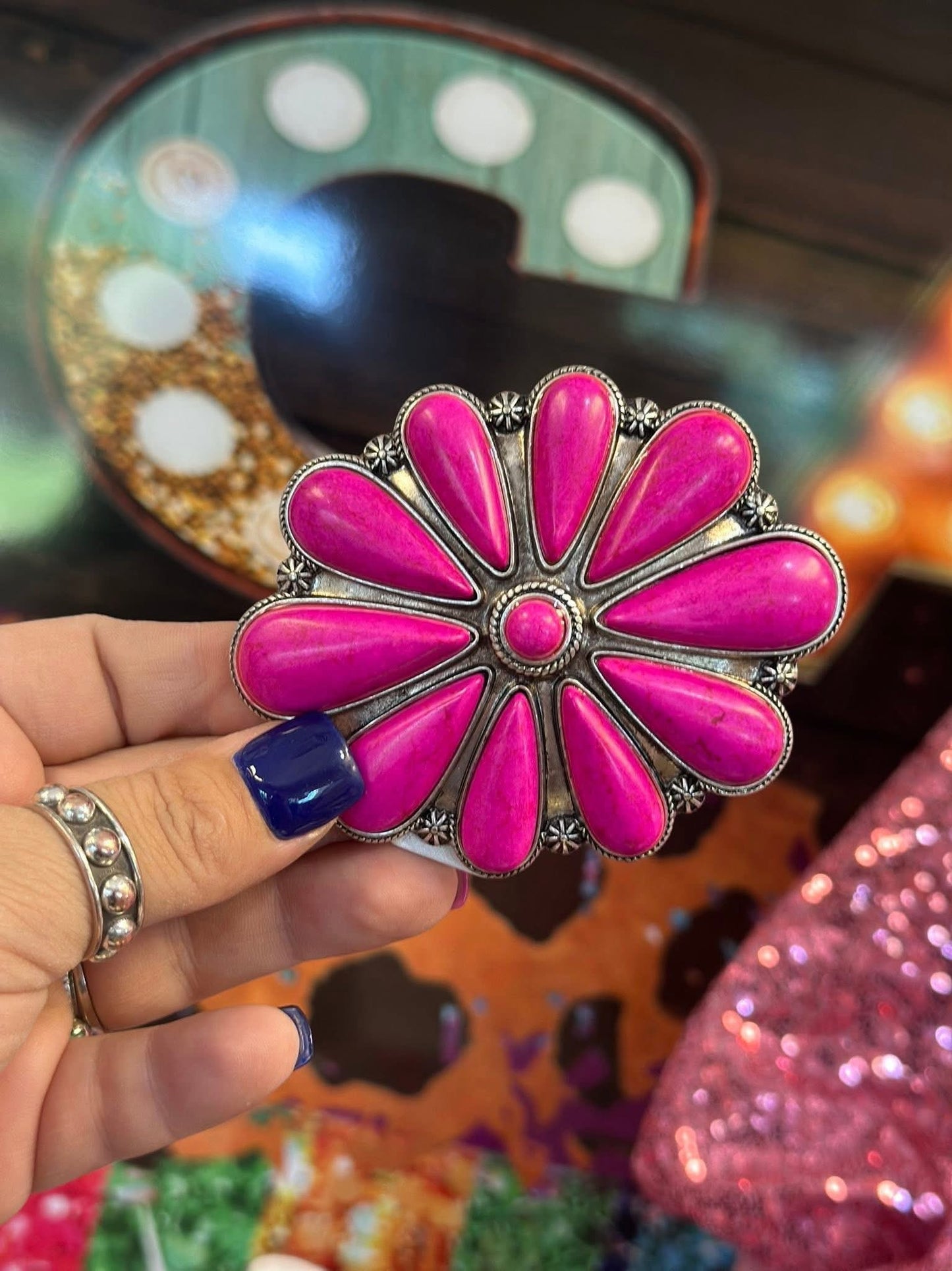 Pink Prairie Bloom Belt Buckle