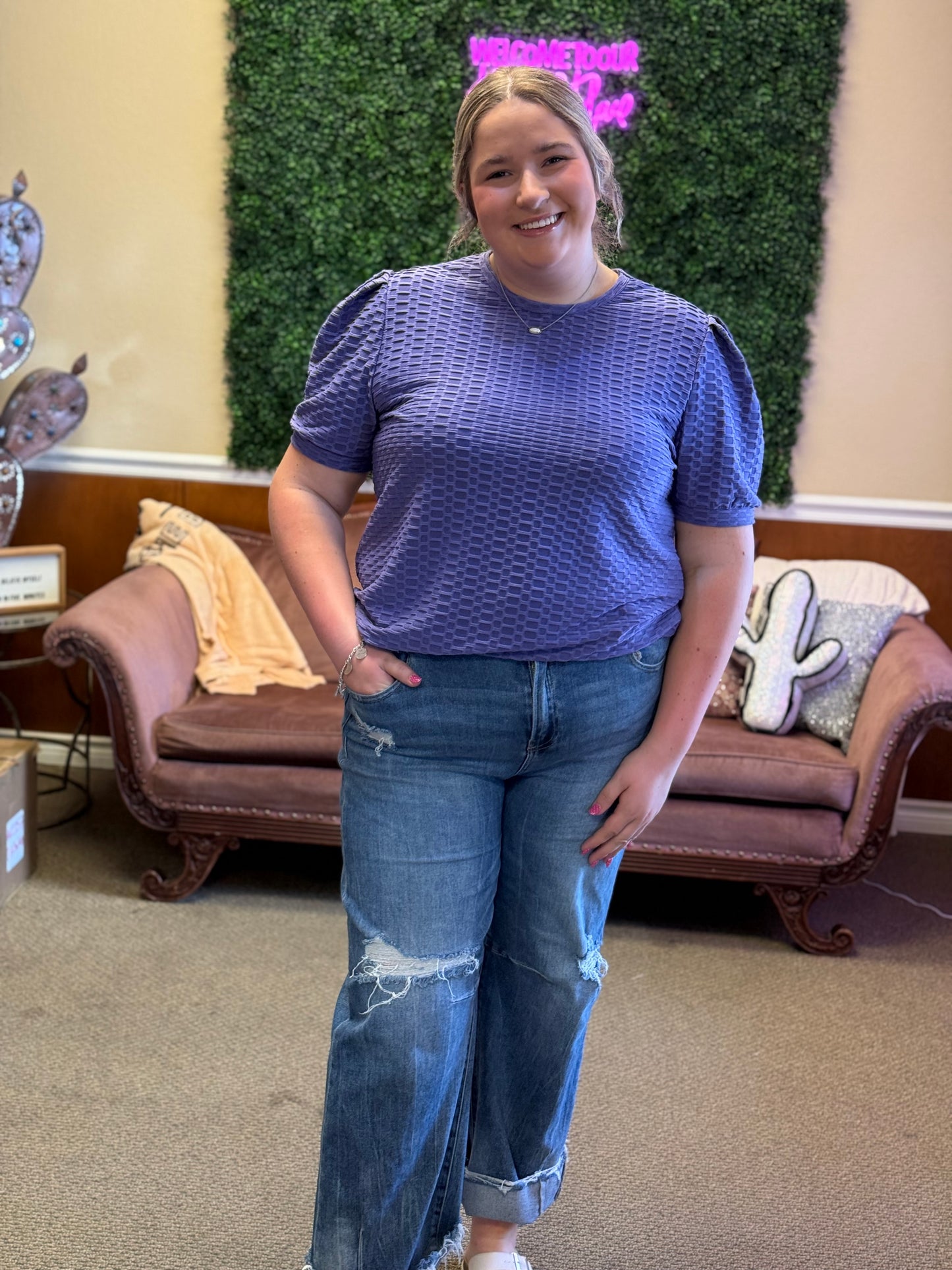 Violet Breeze Textured Blouse