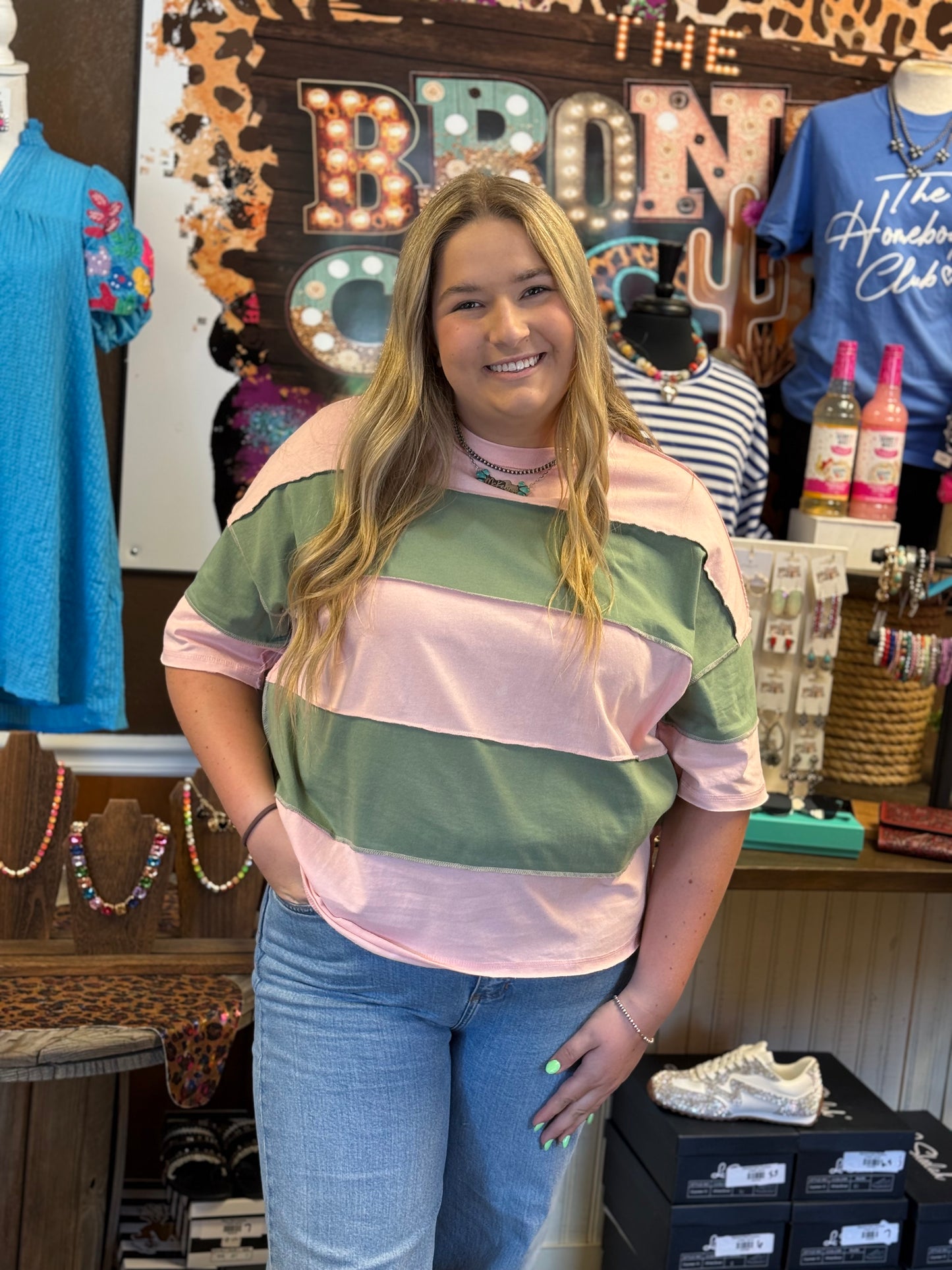 Blushing Sage Striped Top