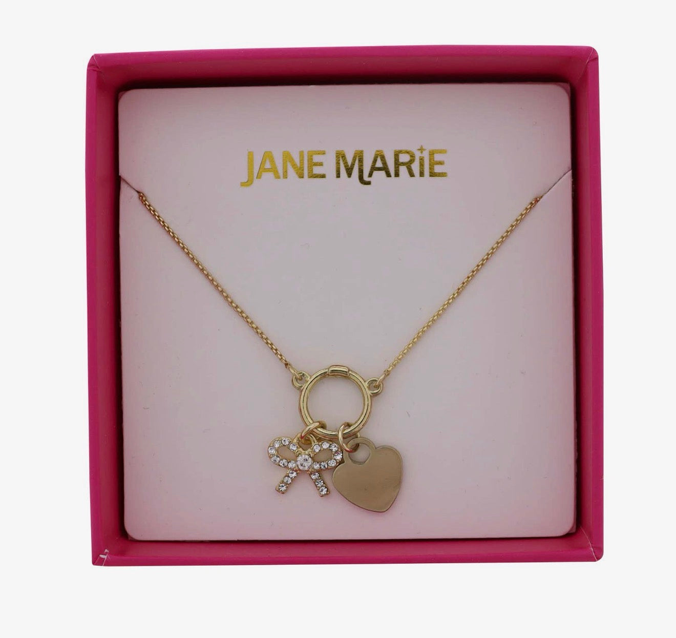 Bow & Heart Charm Necklace