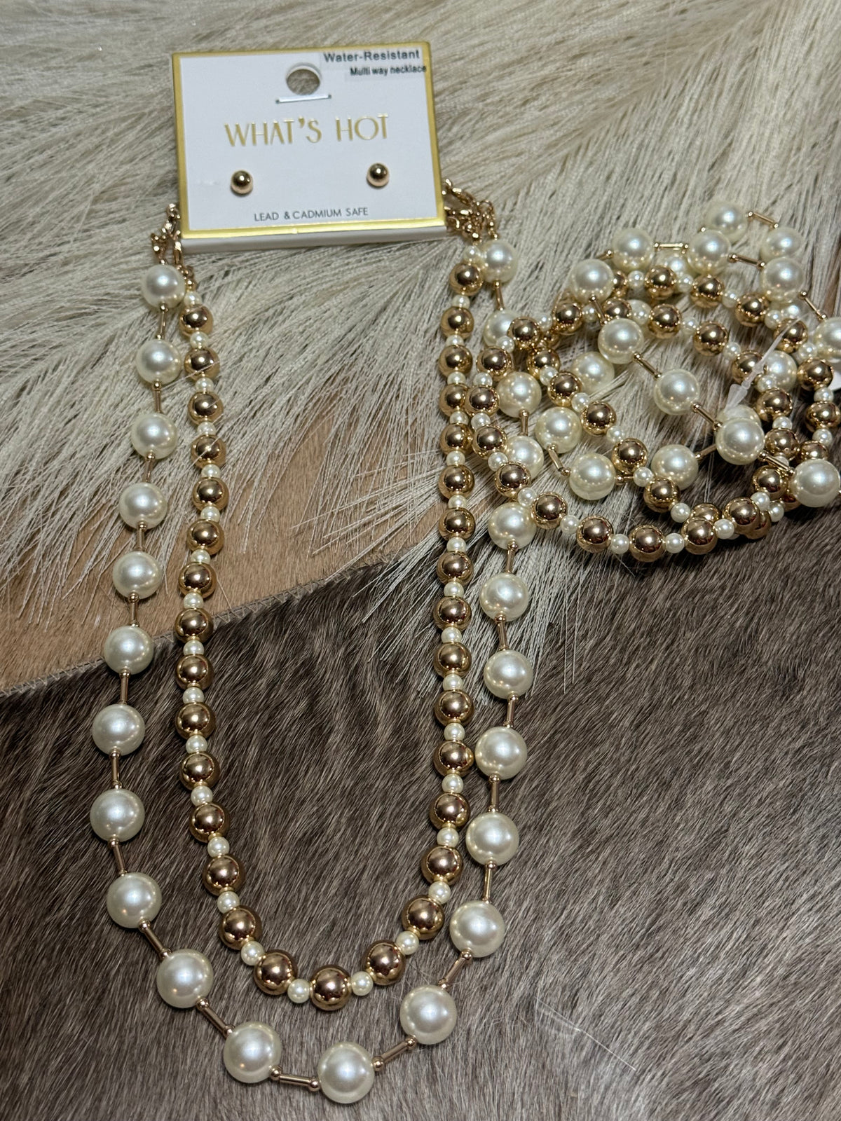 Golden Pearl Duo Necklace