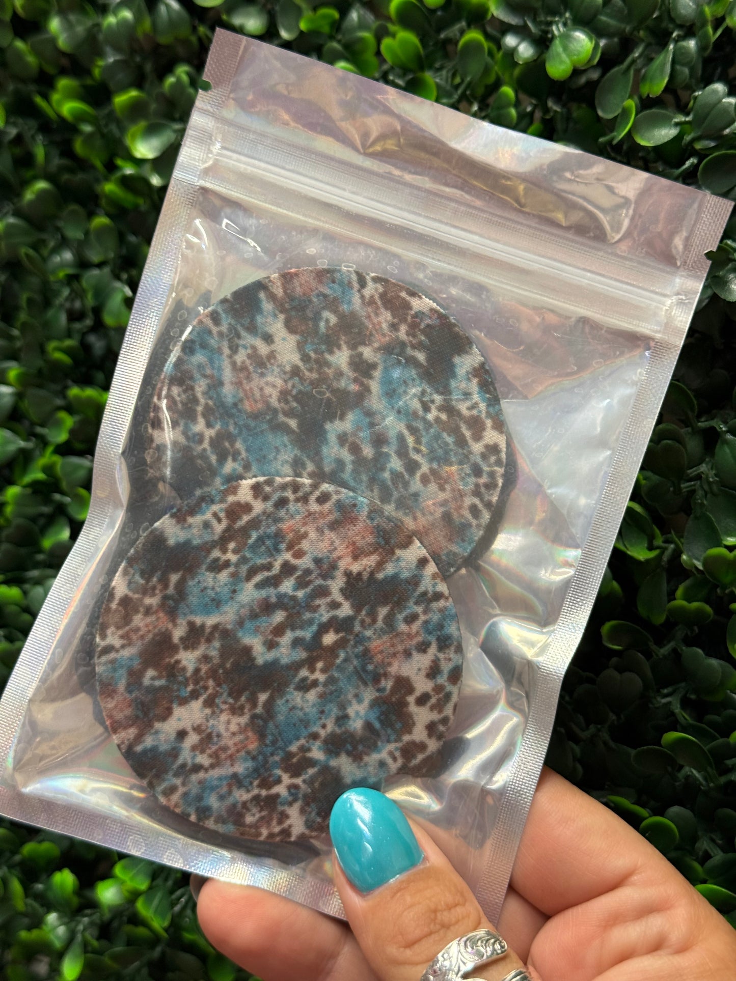 Turquoise Cow Car Coasters