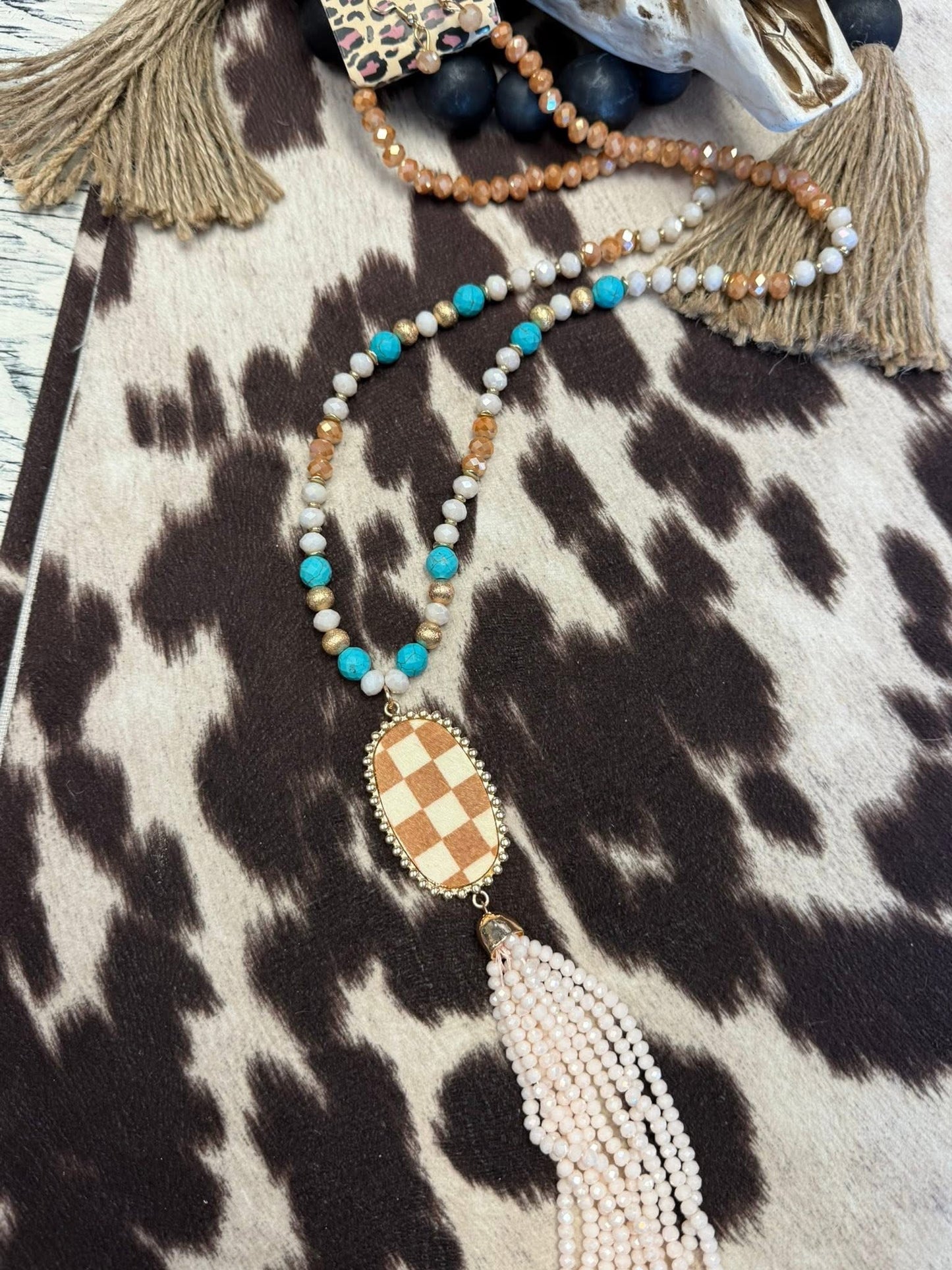 Checkered Canyon Tassel Necklace